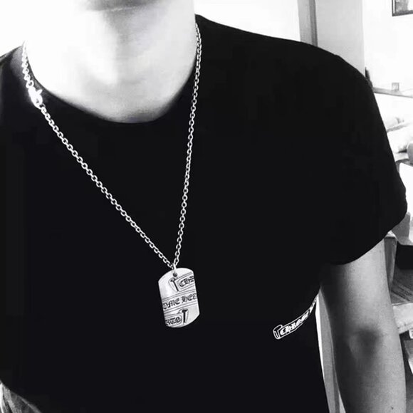 Chrome Hearts Large Scroll Military Plate Pendant Necklace - Picture 5 of 9